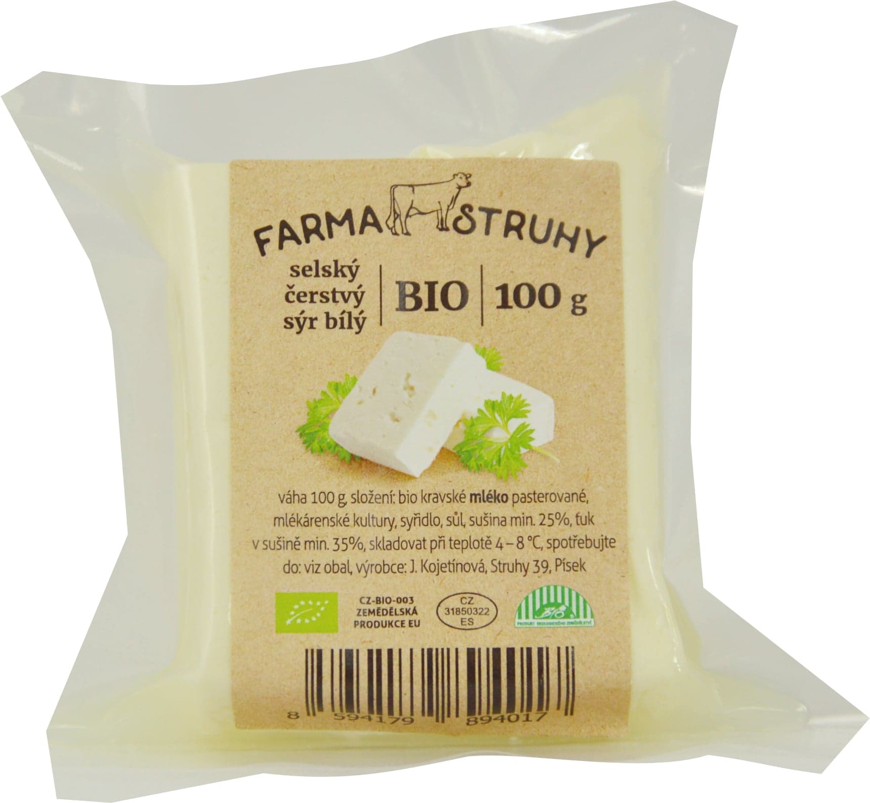 Farma Struhy BIO Selský čerstvý sýr bílý