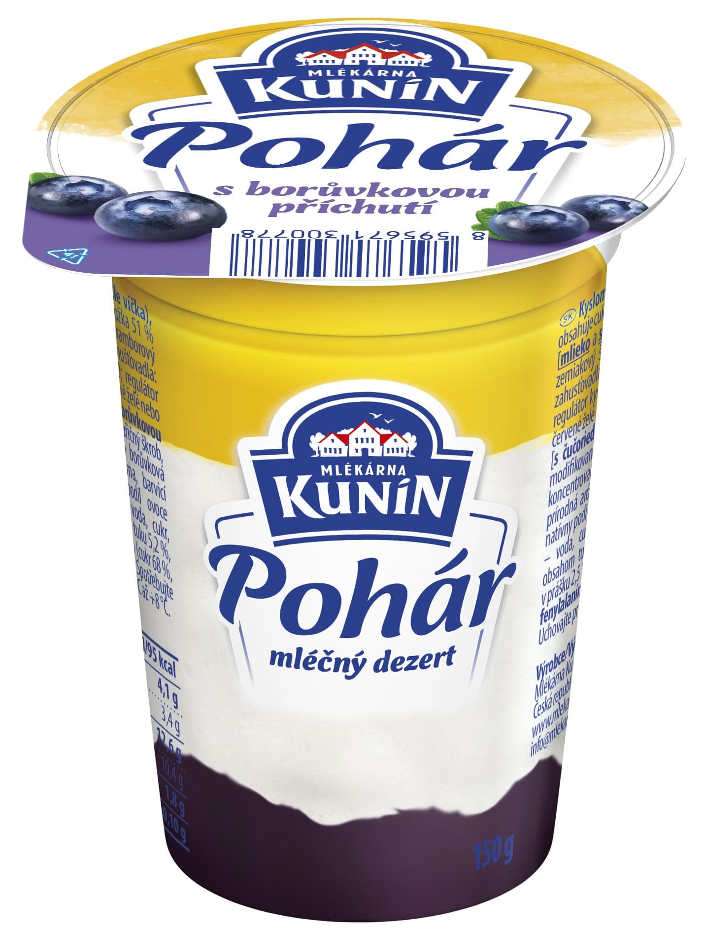 Mlékárna Kunín Pohár mléčný dezert s příchutí borůvka