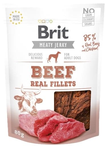 Brit Jerky Sušené masové pamlsky pro psy – hovězí filety
