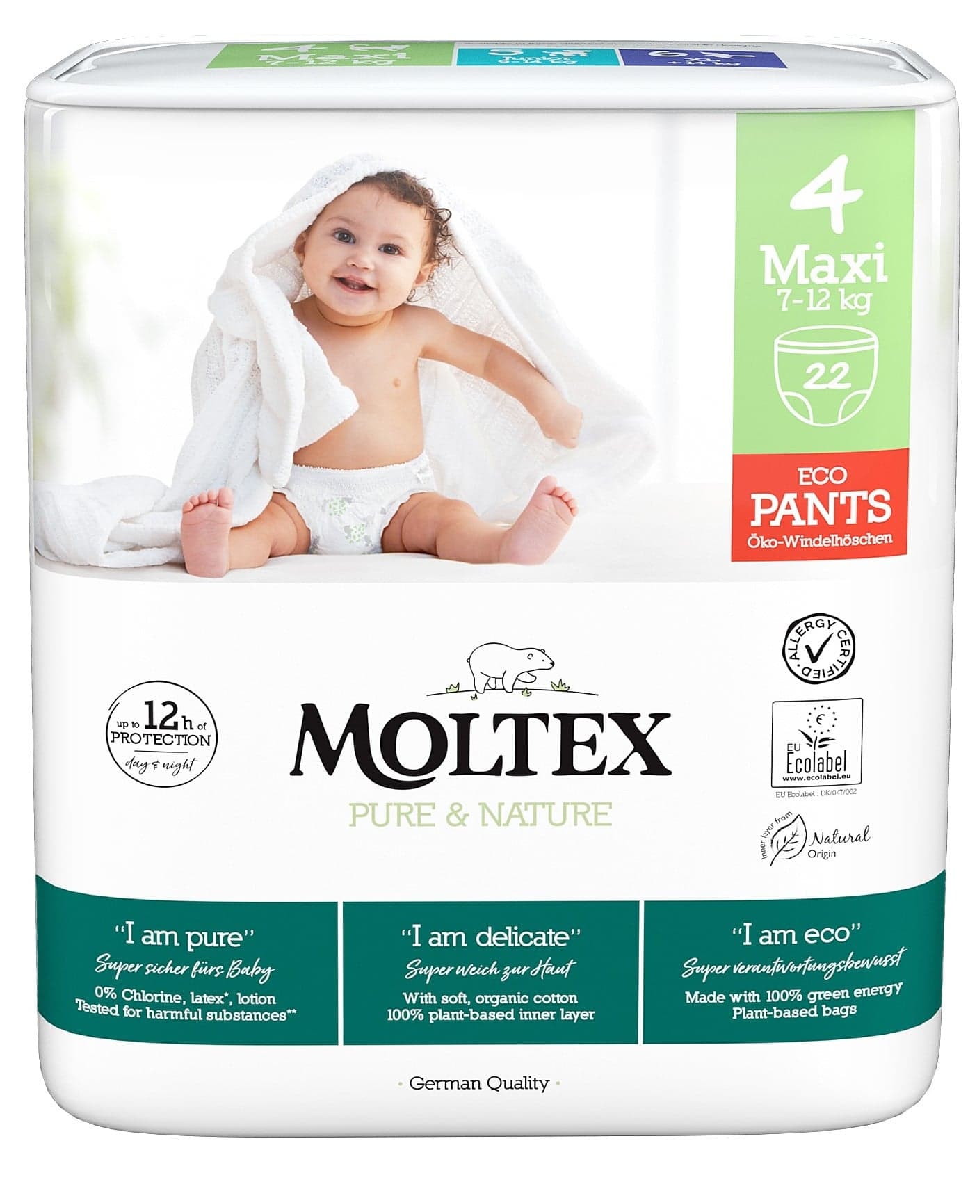 Moltex Pure & Nature EKO Plenkové kalhotky maxi 7–12 kg (velikost 4)