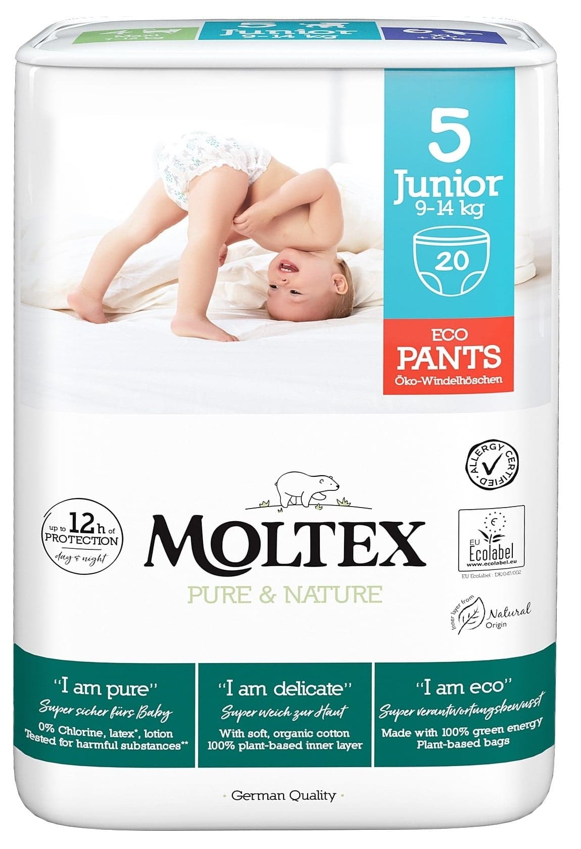 Moltex Pure & Nature EKO Plenkové kalhotky junior 9–14 kg (velikost 5)
