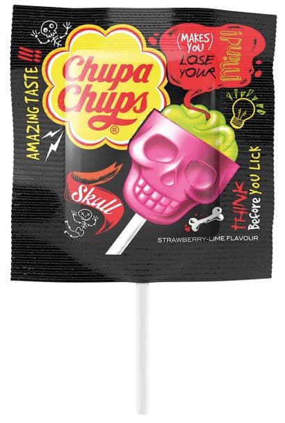 Chupa Chups 3D Skull Strawberry-Lime lízátko
