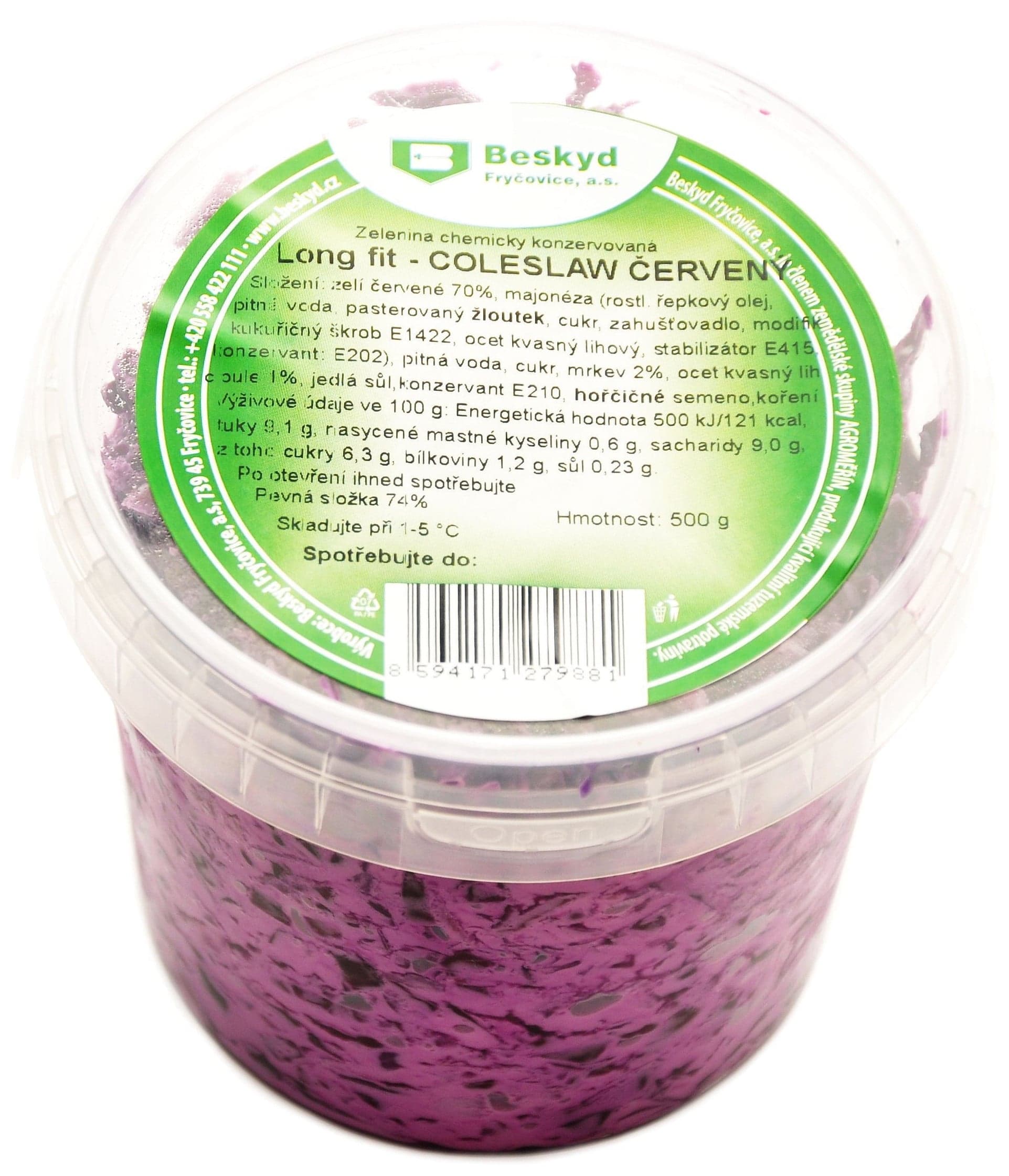 Long fit Červený coleslaw salát, kbelík
