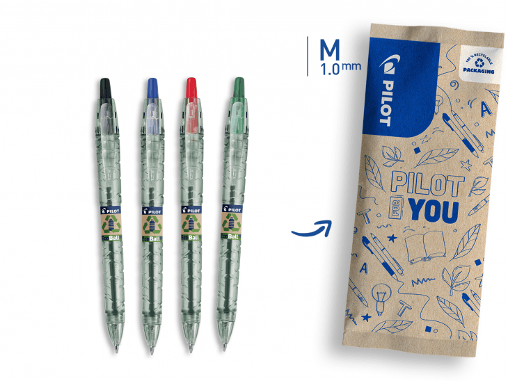 Pilot Ecoball Ocean Plastic sada barevných kuličkových per, šířka stopy 0,27mm, šířka hrotu 1mm