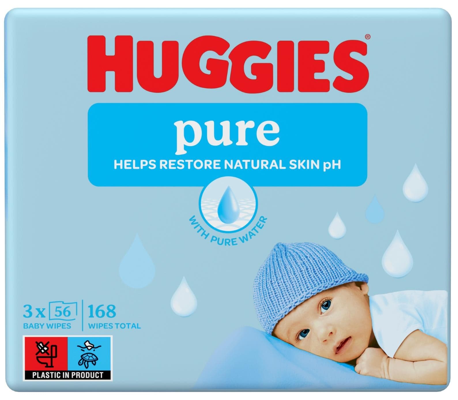 Huggies® Pure triplo dětské vlhčené ubrousky 3×56 ks