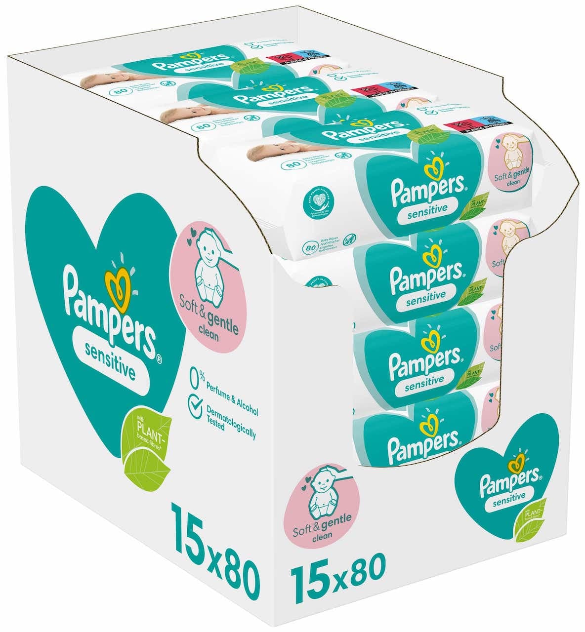 Pampers Sensitive baby Vlhčené ubrousky 15×80 ks