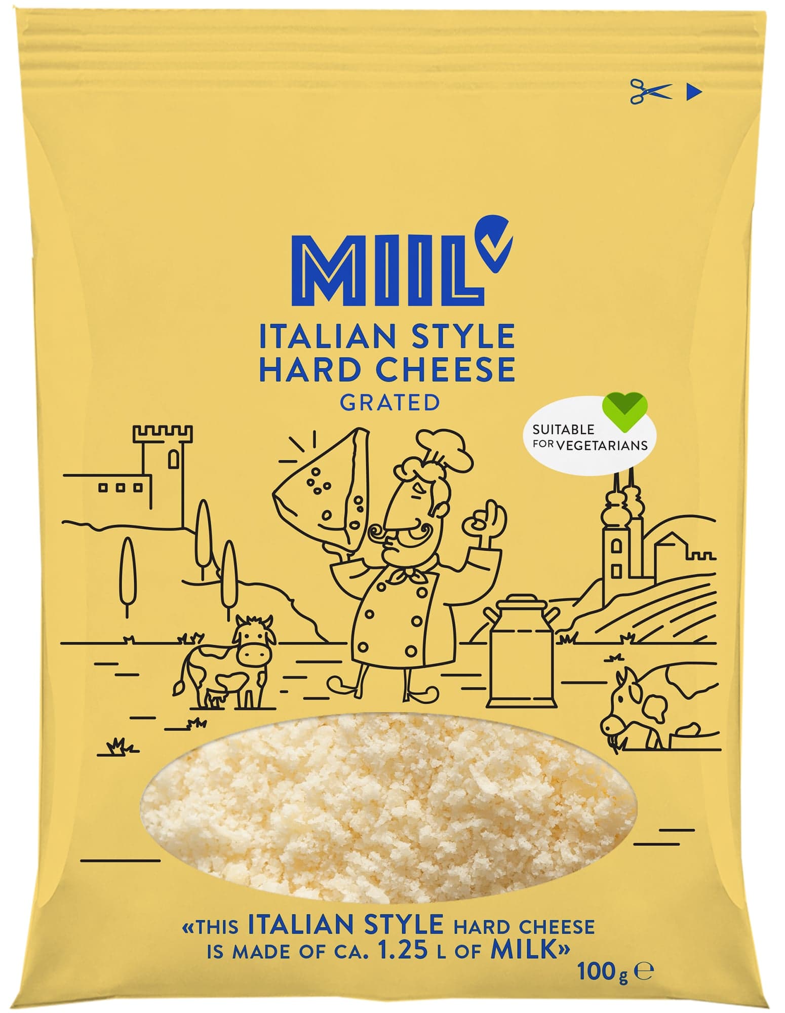 Miil Extra tvrdý sýr italského typu strouhaný 32%