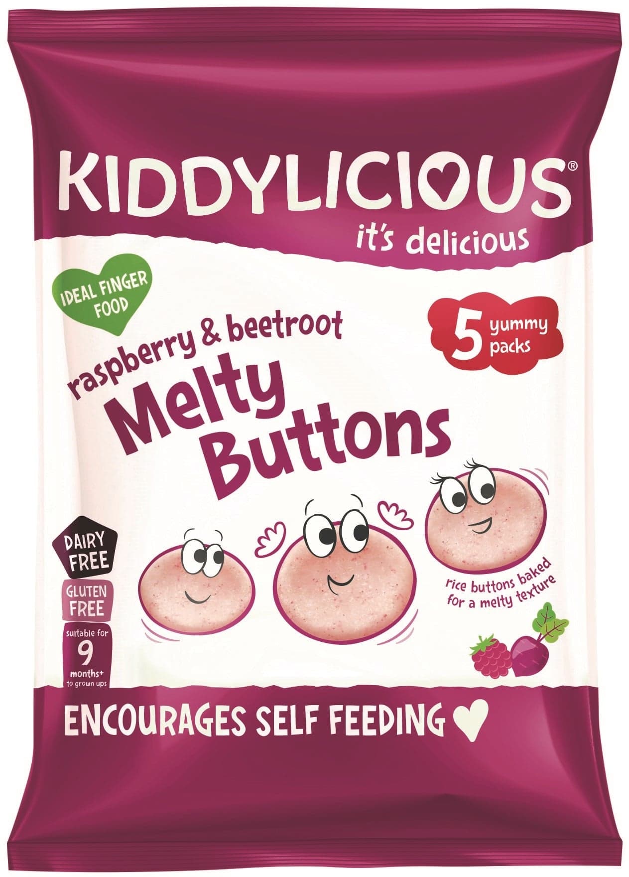 Kiddylicious Ovocno-zeleninové knoflíčky malina s řepou