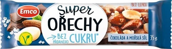 Emco Tyčinka Super Ořechy, čokoláda a mořská sůl
