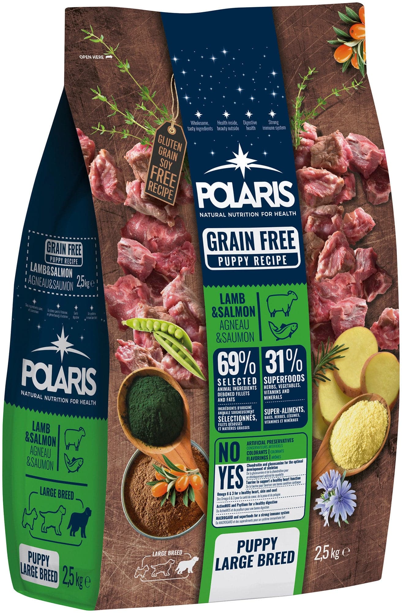 Polaris Junior Large Breed bezobilné granule s čerstvým jehněčím a lososem pro psy