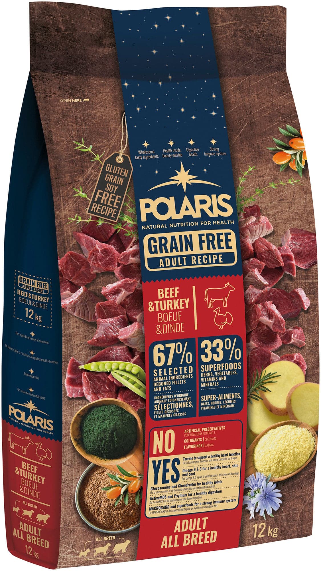 Polaris Adult All Breed bezobilné granule s čerstvým masem s hovězím a krůtím pro psy