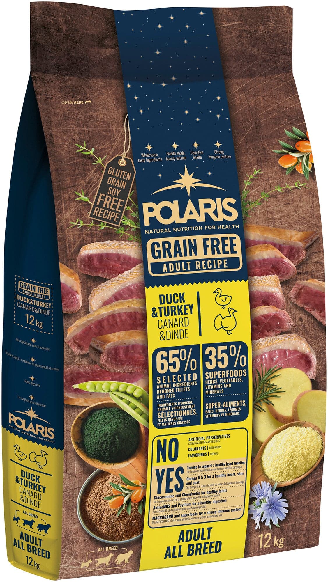 Polaris Adult All Breed bezobilné granule s čerstvým masem s kachním a krůtím pro psy