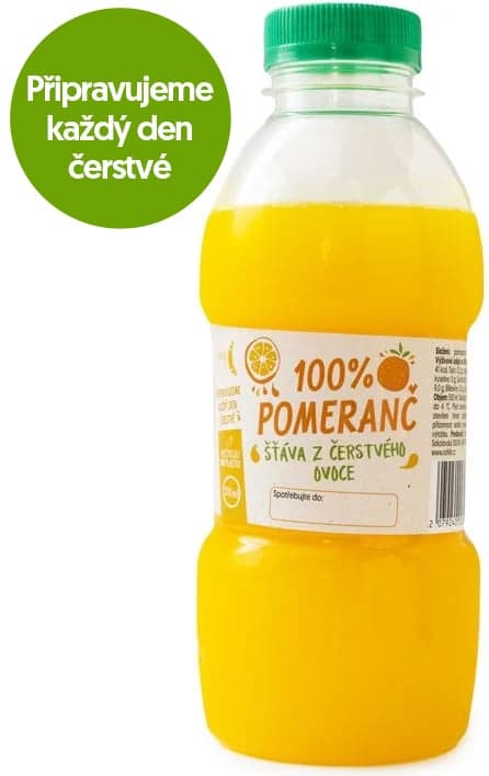 Čerstvě vymačkaný pomerančový fresh 100 %