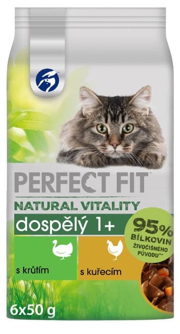 Perfect Fit Natural Vitality Kapsičky s krůtím a kuřecím pro dospělé kočky (6×50 g)