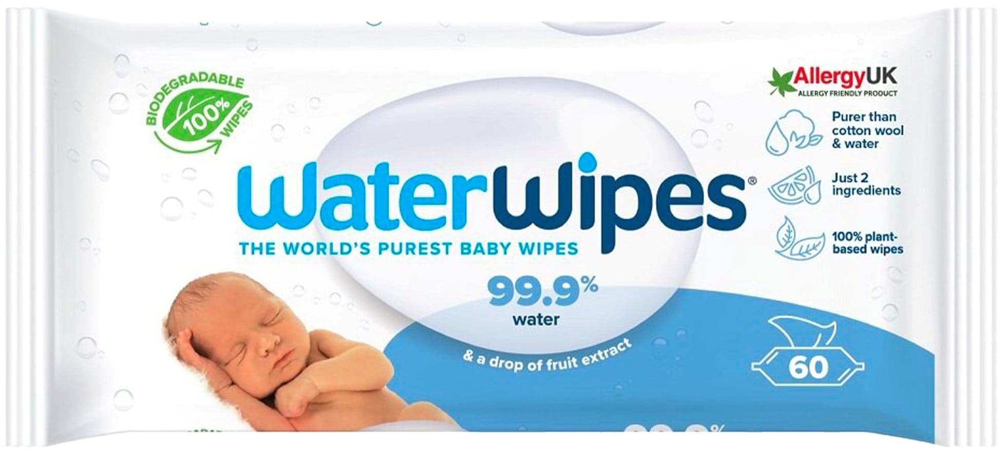 Waterwipes Vlhčené ubrousky bez obsahu plastů 60 ks