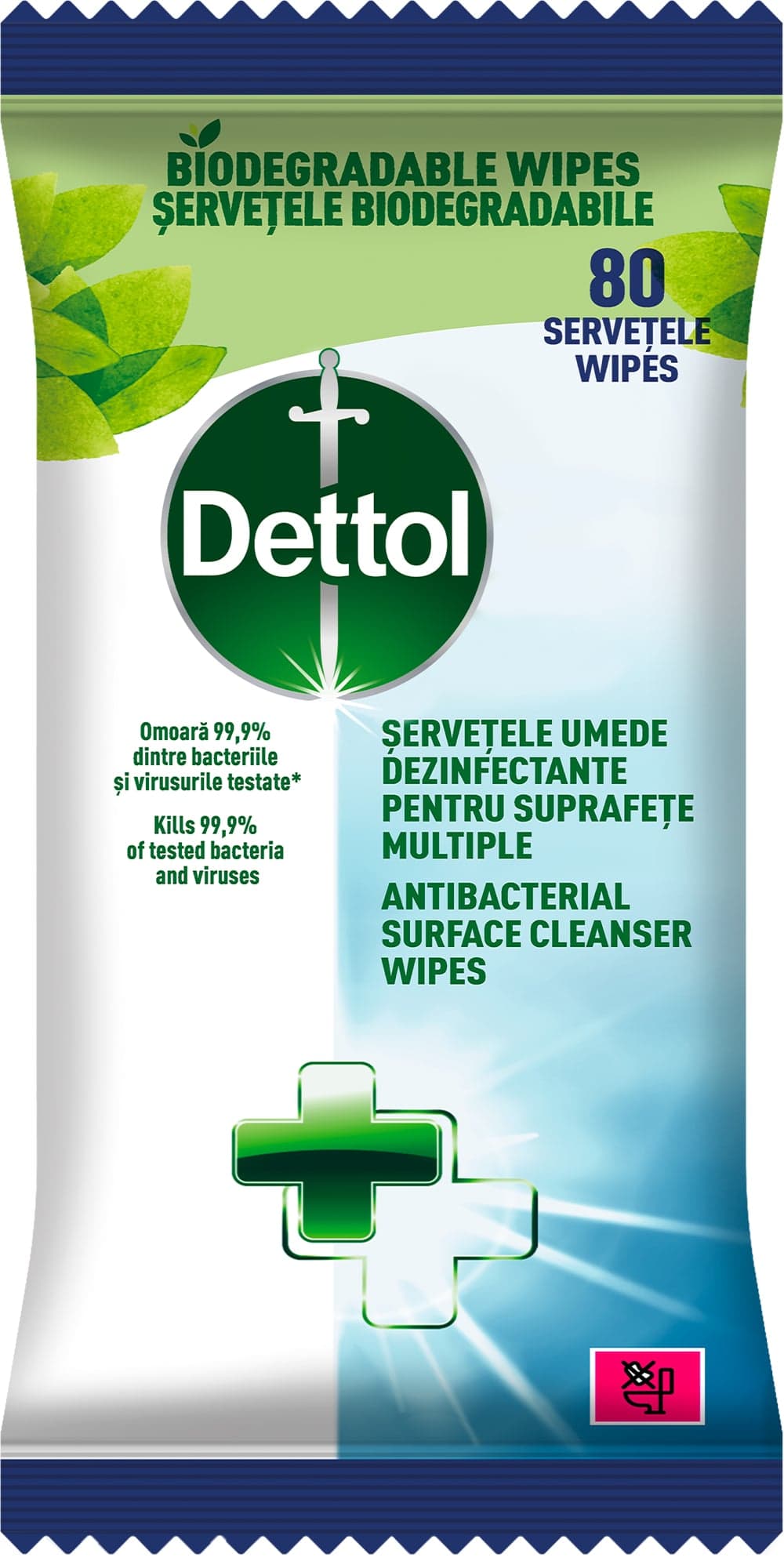 Dettol Biodegradable Antibakteriální ubrousky na povrchy