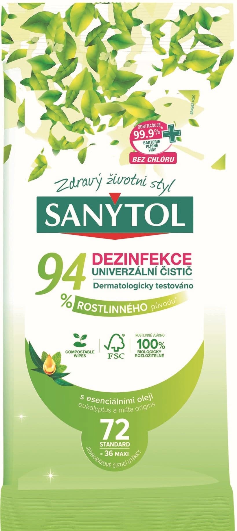 Sanytol Dezinfekční univerzální čistič utěrky s 94 % rostlinného původu
