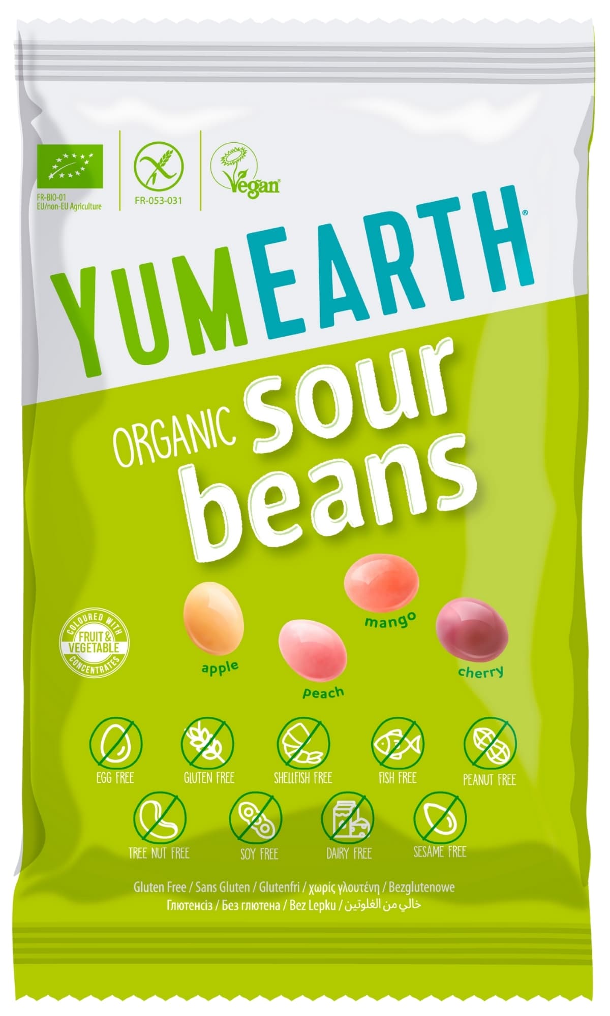 YumEarth BIO Kyselé želé bonbony mix příchutí