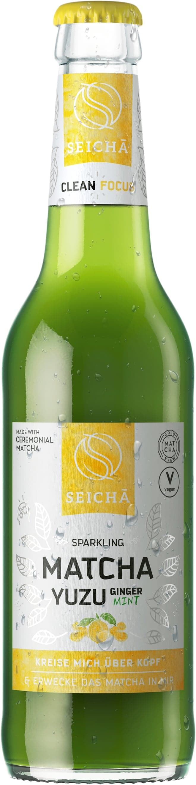 Seicha Matcha Yuzu a zázvor sklo