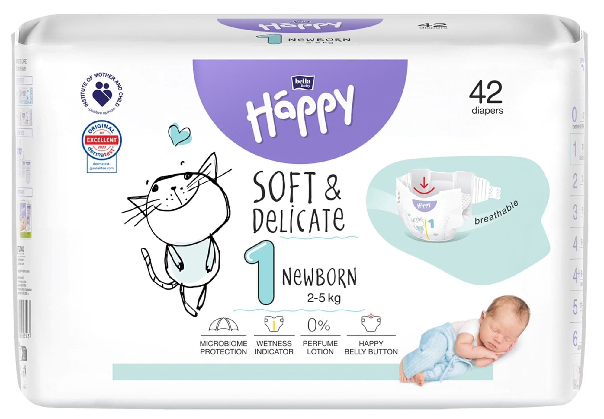 Bella Baby Happy Soft & Delicate jednorázové dětské plenky mini 2–5 kg (velikost 1)