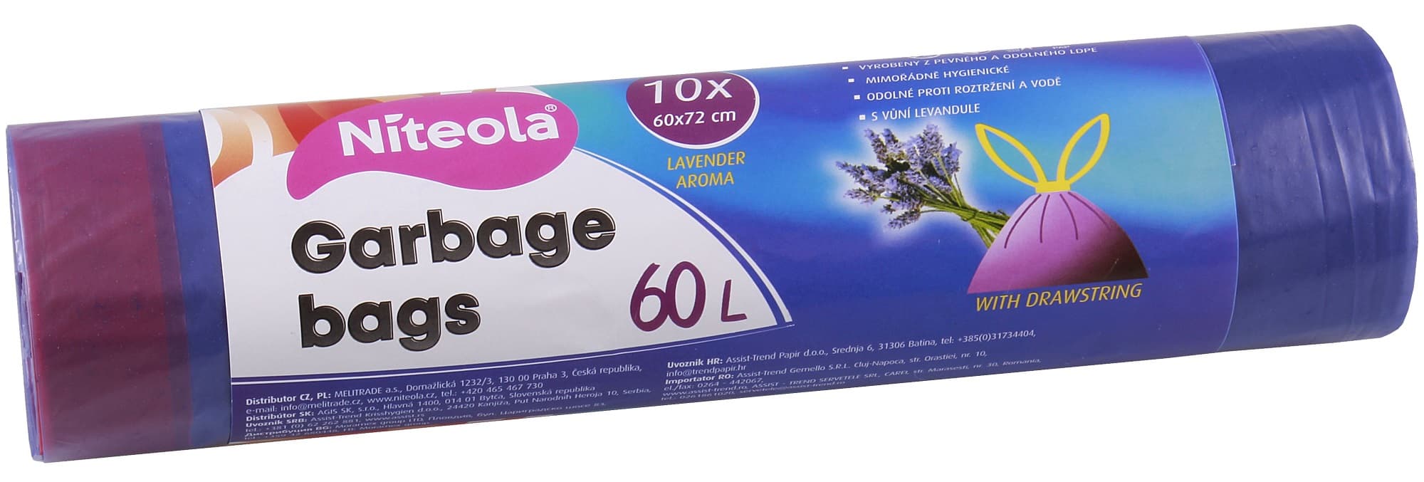 Niteola Pevné zatahovací sáčky na odpad s vůní levandule 60 l