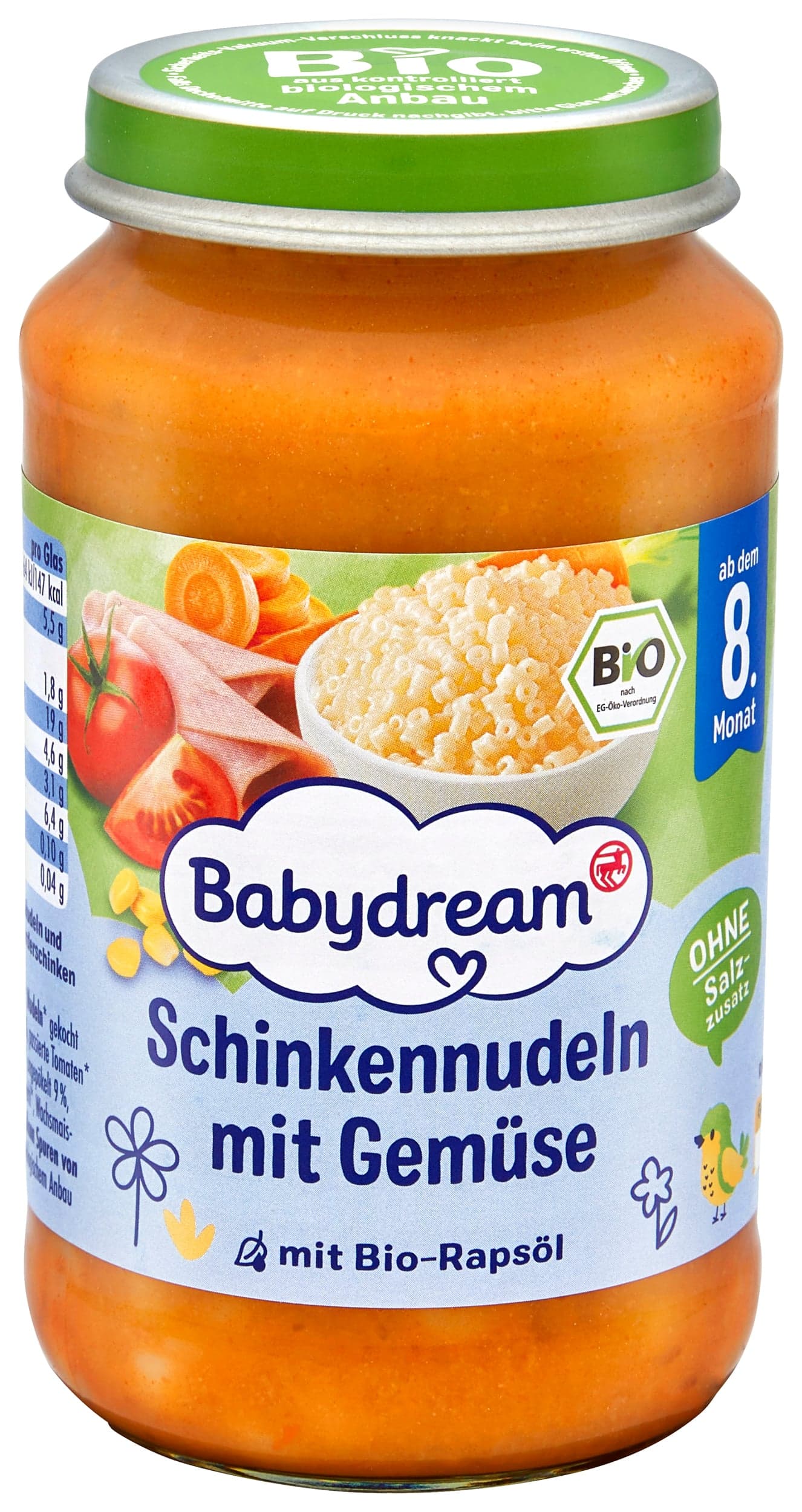 Babydream BIO Příkrm šunkové nudle se zeleninou