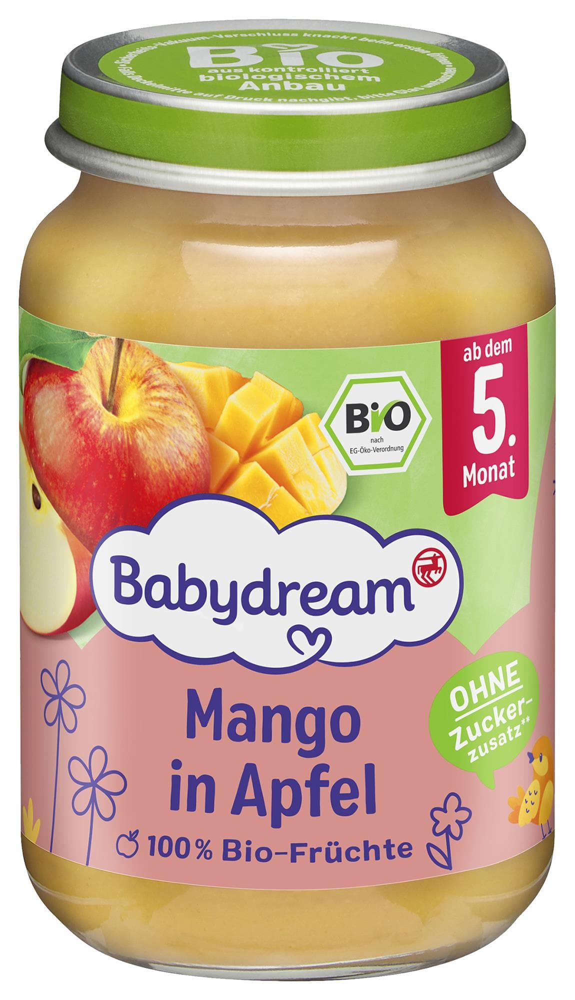 Babydream BIO Ovocné pyré jablko s mangem