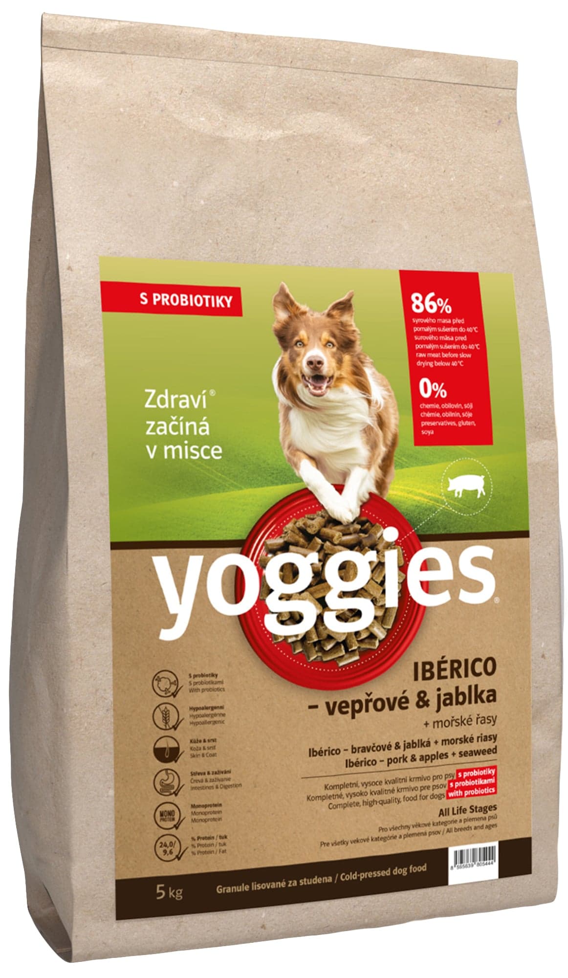 Yoggies Ibérico vepřové s jablky – granule s probiotiky pro psy