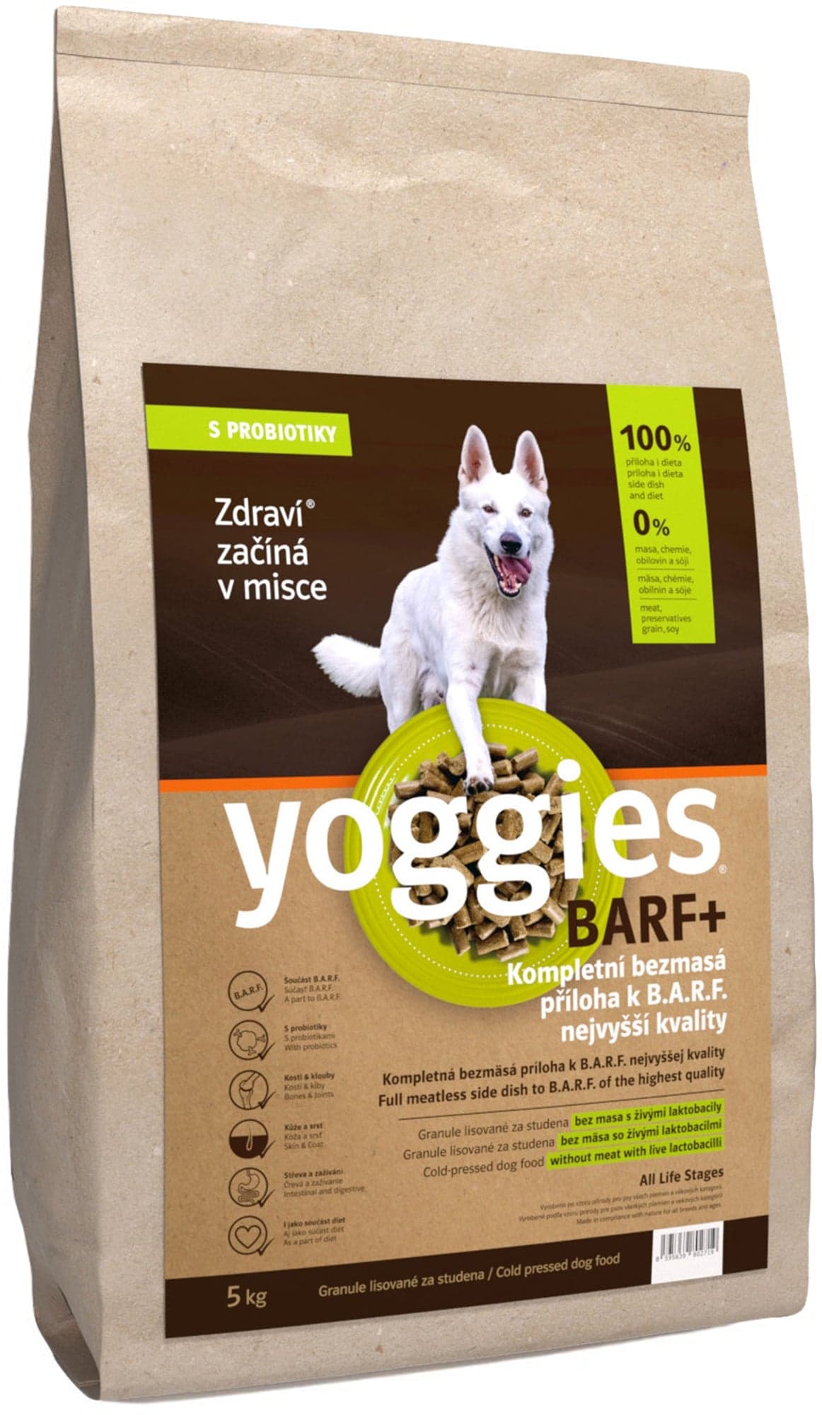 Yoggies BARF+ kompletní bezmasá příloha – granule lisované za studena s probiotiky pro psy