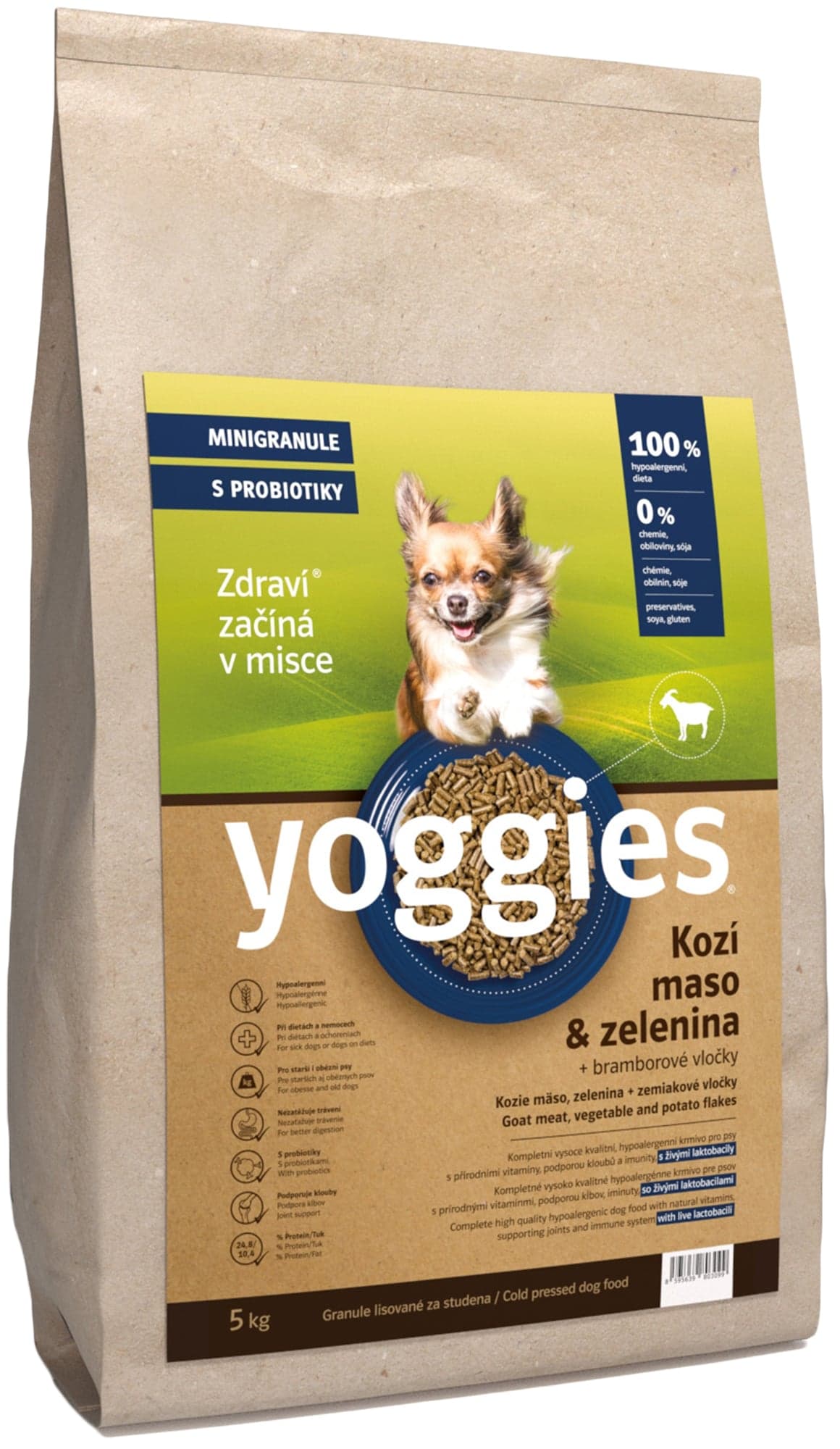 Yoggies Kozí maso a zelenina – hypoalergenní minigranule pro psy