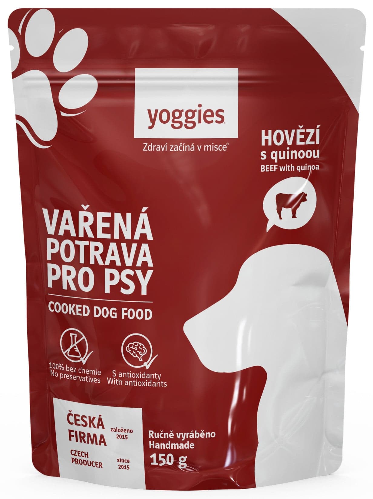 Yoggies Vařená potrava pro psy – hovězí maso s quinoou a kloubní výživou