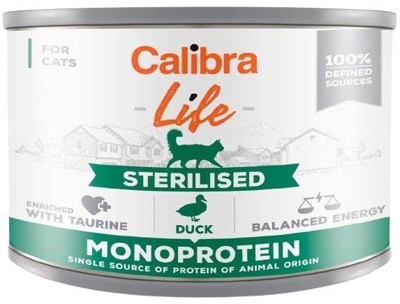 Calibra Cat Life konzerva pro kastrované kočky s kachním