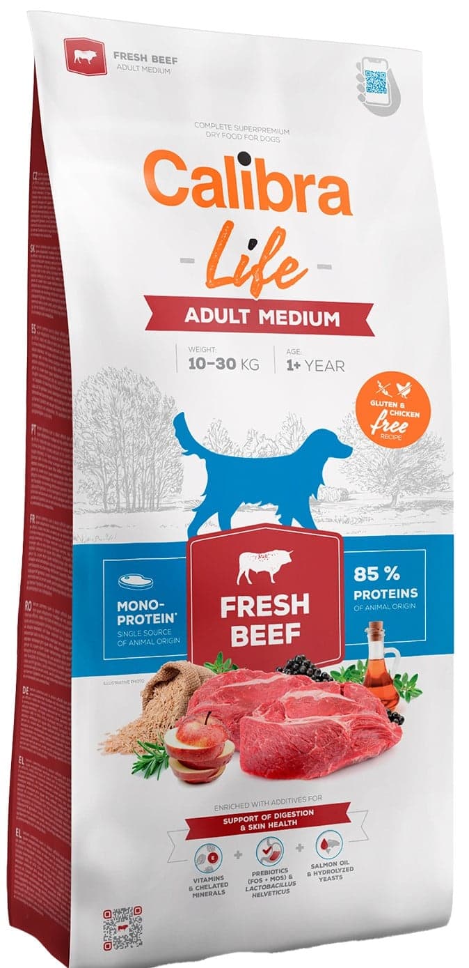 Calibra Dog Life granule pro dospělé psy středních plemen s hovězím
