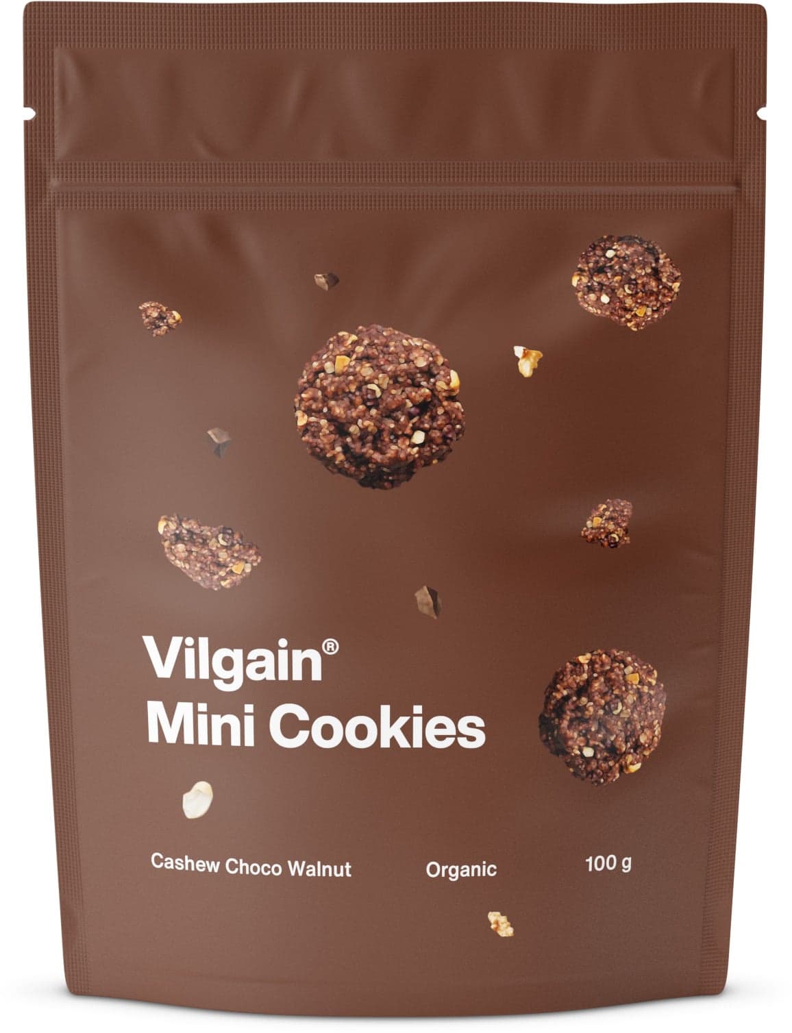 Vilgain BIO Mini Cookies kešu, čokoláda a vlašské ořechy