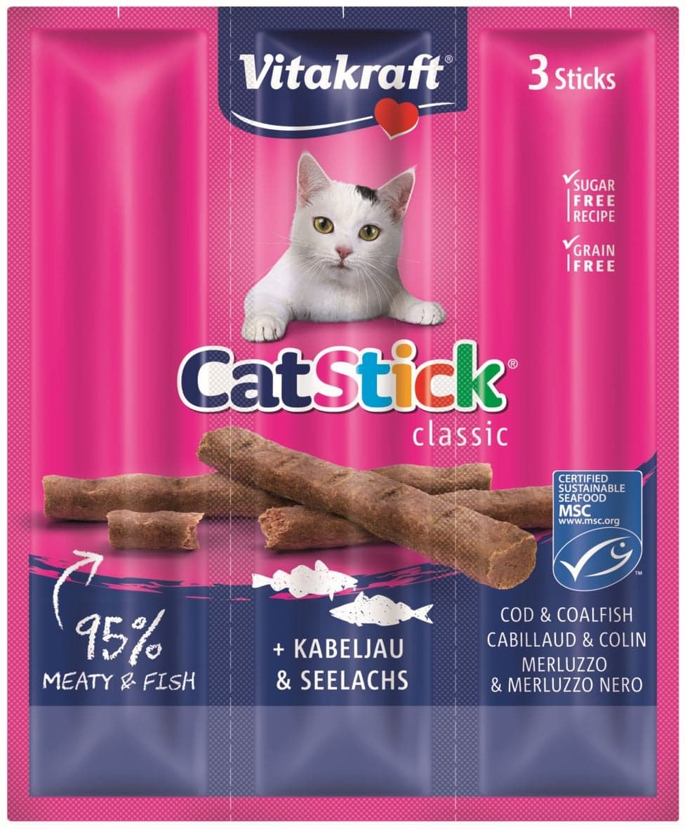 Vitakraft CatStick Mini Tyčinka s treskou pamlsek pro kočky