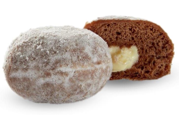 Mini koblížek s kakaovou příchutí a bílou čokoládou