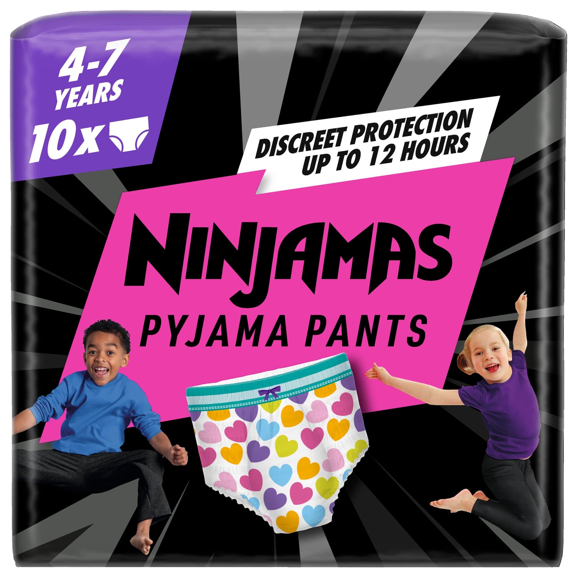 Ninjamas Pyjama Pants srdíčka plenkové kalhotky 4–7 let (17–30 kg)