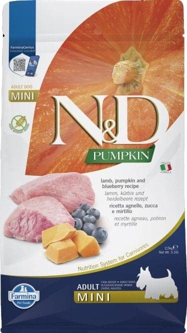 N&D Pumpkin granule pro psy malých plemen s jehněčím, dýní a borůvkami
