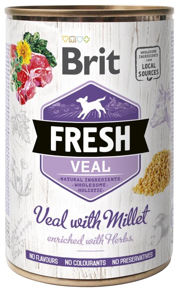 Brit Fresh konzerva pro psy – telecí s prosem