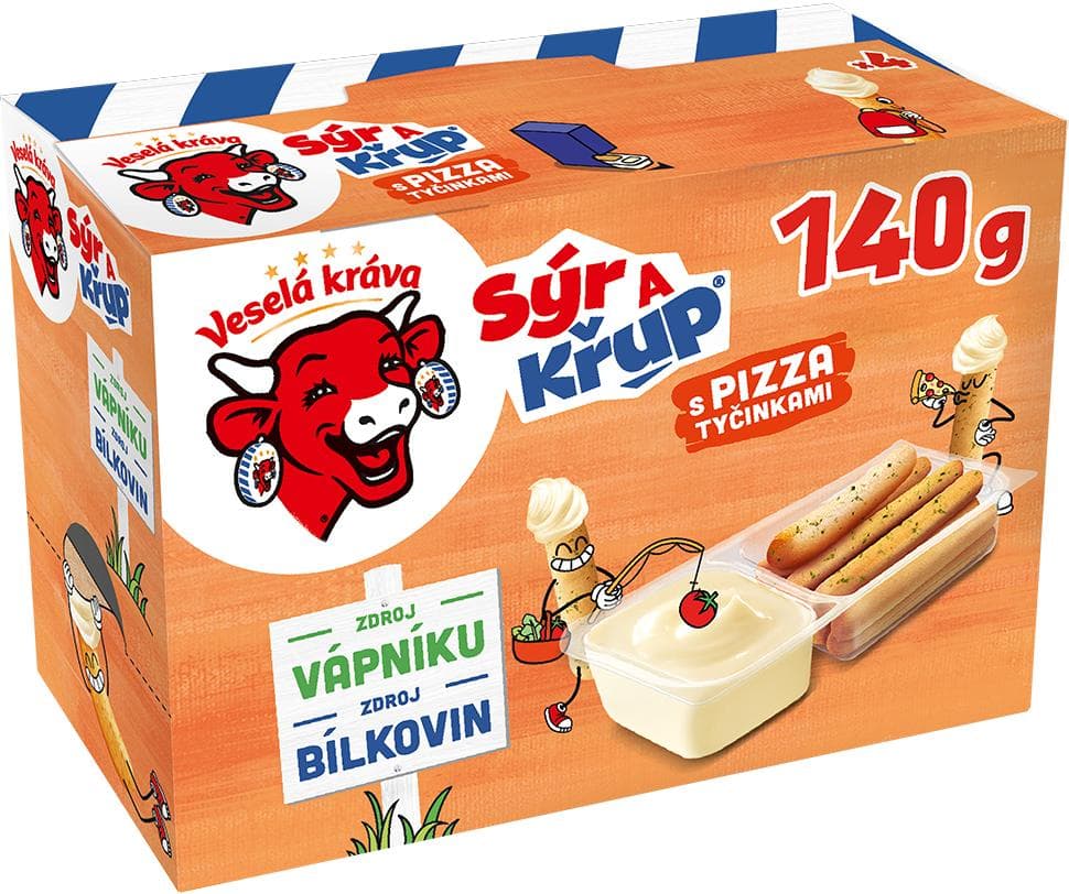 Veselá kráva Sýr a křup s příchutí pizza 4×35 g