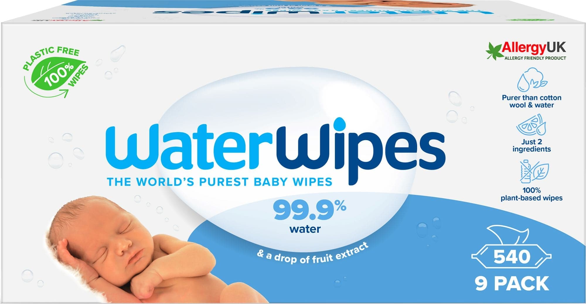 Waterwipes Vlhčené ubrousky bez obsahu plastů 9×60 ks