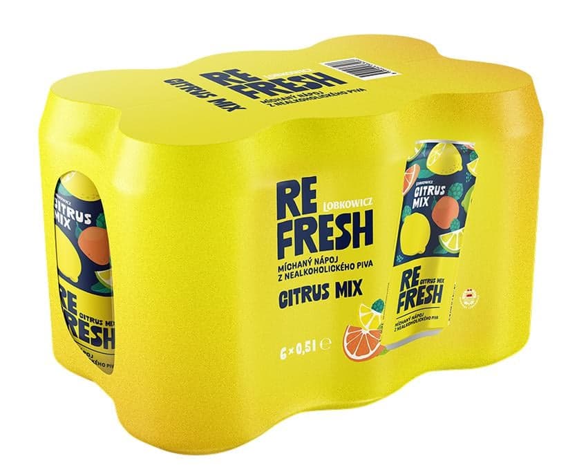 Lobkowicz Refresh Citrus Mix míchaný nápoj z nealkoholického piva 6×0,5 l plech
