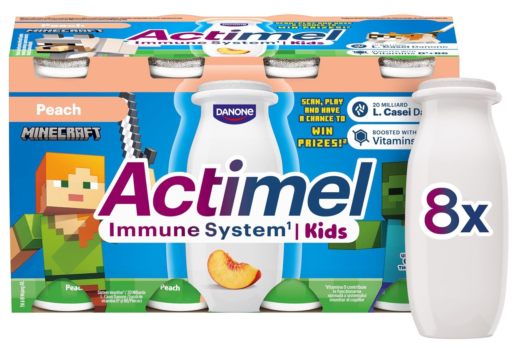 Actimel Kids Probiotický nápoj broskev 8×100 g