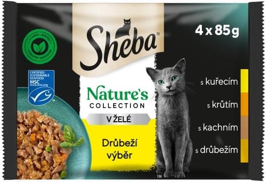 Sheba Nature's Collection drůbeží výběr v želé kapsičky pro dospělé kočky 4×85 g