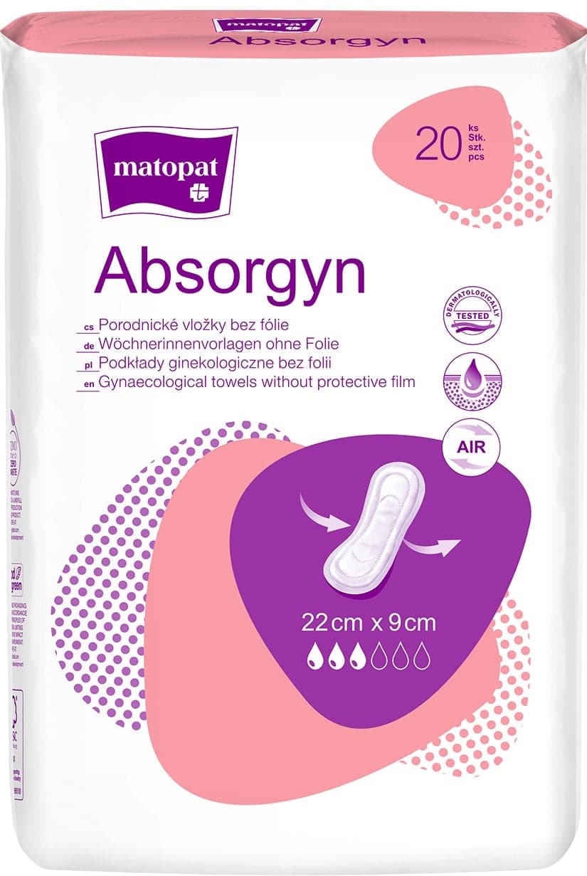 Matopat Absorgyn poporodní gynekologické vložky bez fólie 22×9 cm
