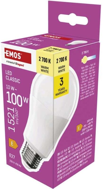 Emos LED žárovka Classic A60 13W E27, teplá bílá