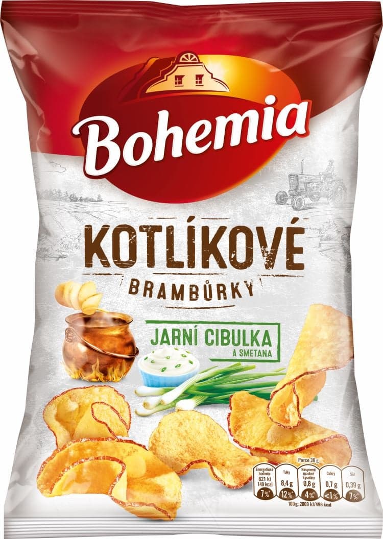Bohemia Kotlíkové brambůrky jarní cibulka a smetana