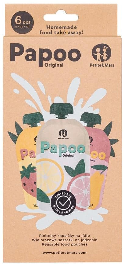 Petite & Mars Znovuplnitelné kapsičky na jídlo Papoo Original (6×150 ml)