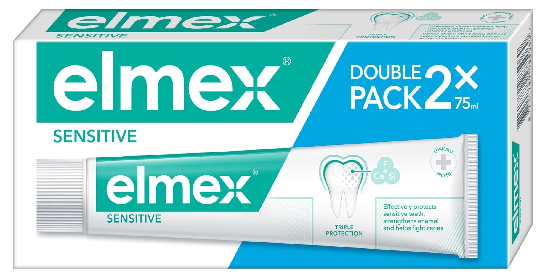elmex Sensitive zubní pasta pro citlivé zuby, 2×75 ml
