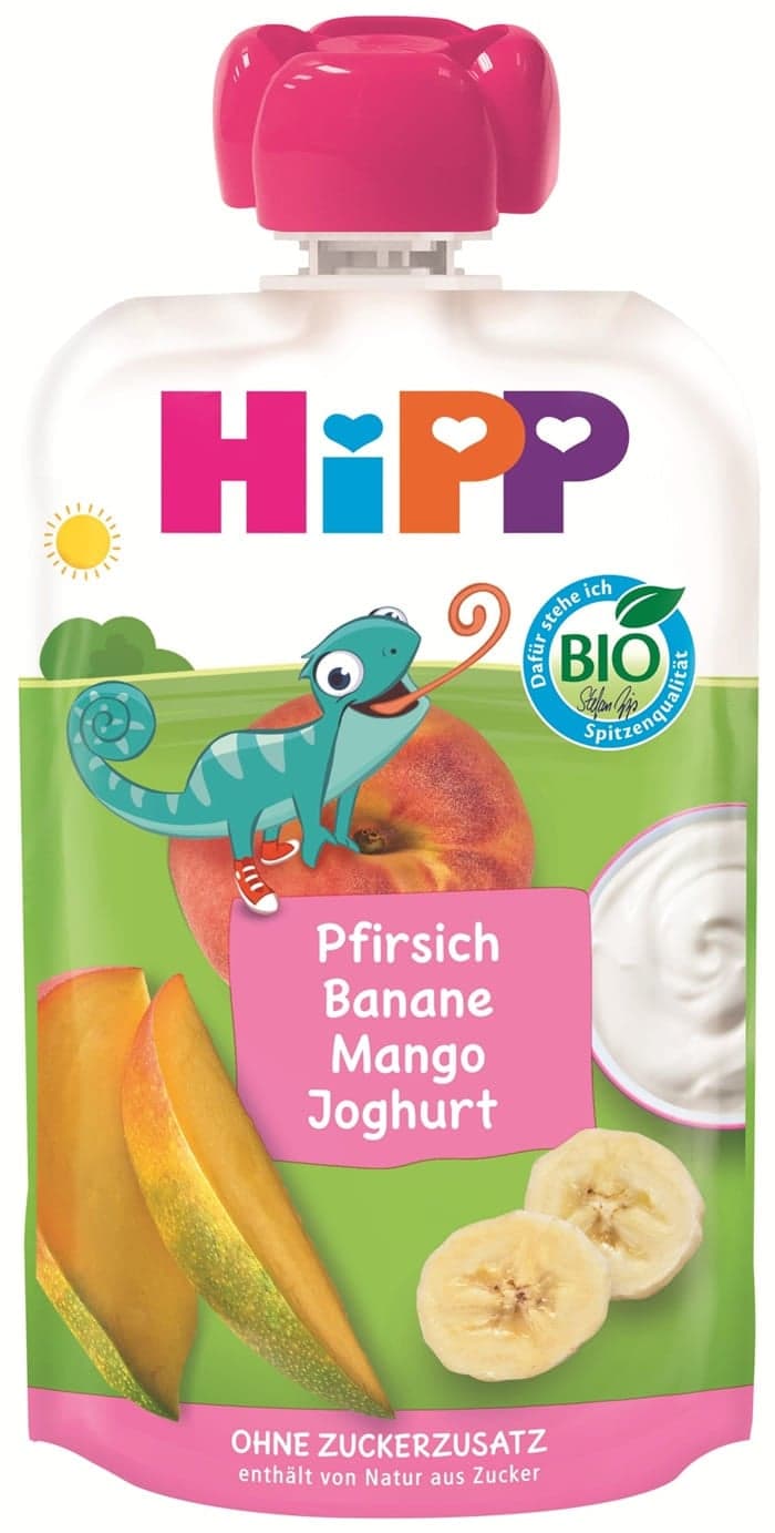 HiPP BIO Kapsička broskev, banán, mango a jogurt